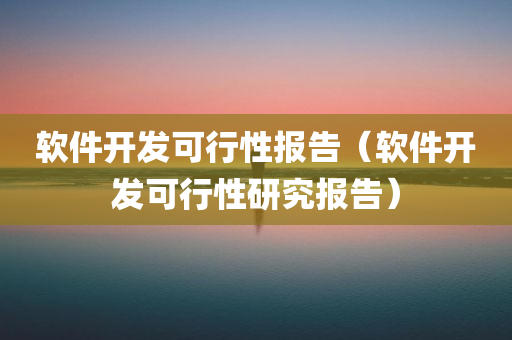 软件开发可行性报告（软件开发可行性研究报告）