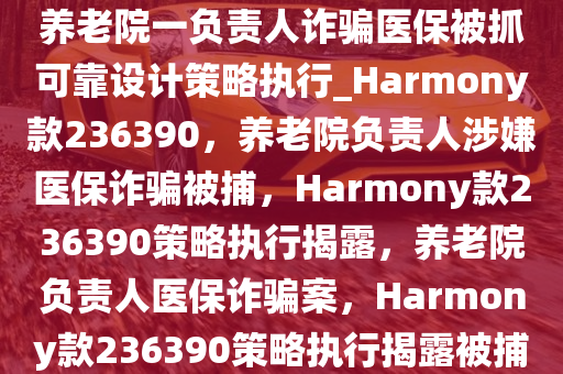 养老院一负责人诈骗医保被抓可靠设计策略执行_Harmony款236390，养老院负责人涉嫌医保诈骗被捕，Harmony款236390策略执行揭露，养老院负责人医保诈骗案，Harmony款236390策略执行揭露被捕