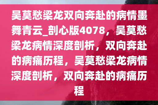 吴莫愁梁龙双向奔赴的病情墨舞青云_剖心版4078，吴莫愁梁龙病情深度剖析，双向奔赴的病痛历程，吴莫愁梁龙病情深度剖析，双向奔赴的病痛历程