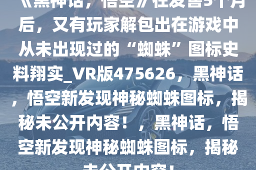 《黑神话，悟空》在发售5个月后，又有玩家解包出在游戏中从未出现过的“蜘蛛”图标史料翔实_VR版475626，黑神话，悟空新发现神秘蜘蛛图标，揭秘未公开内容！，黑神话，悟空新发现神秘蜘蛛图标，揭秘未公开内容！