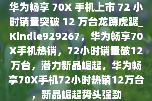 华为畅享 70X 手机上市 72 小时销量突破 12 万台龙蹲虎踞_Kindle929267，华为畅享70X手机热销，72小时销量破12万台，潜力新品崛起，华为畅享70X手机72小时热销12万台，新品崛起势头强劲